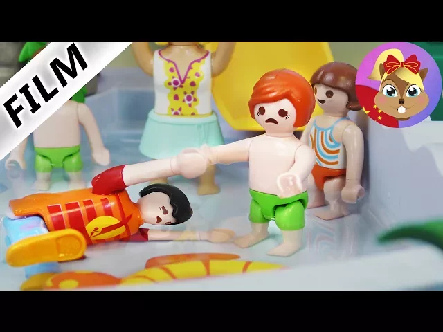 摩比游戏 playmobil 玩偶影片 小尤在游泳池遇见尤里安 救命,我不会游泳!